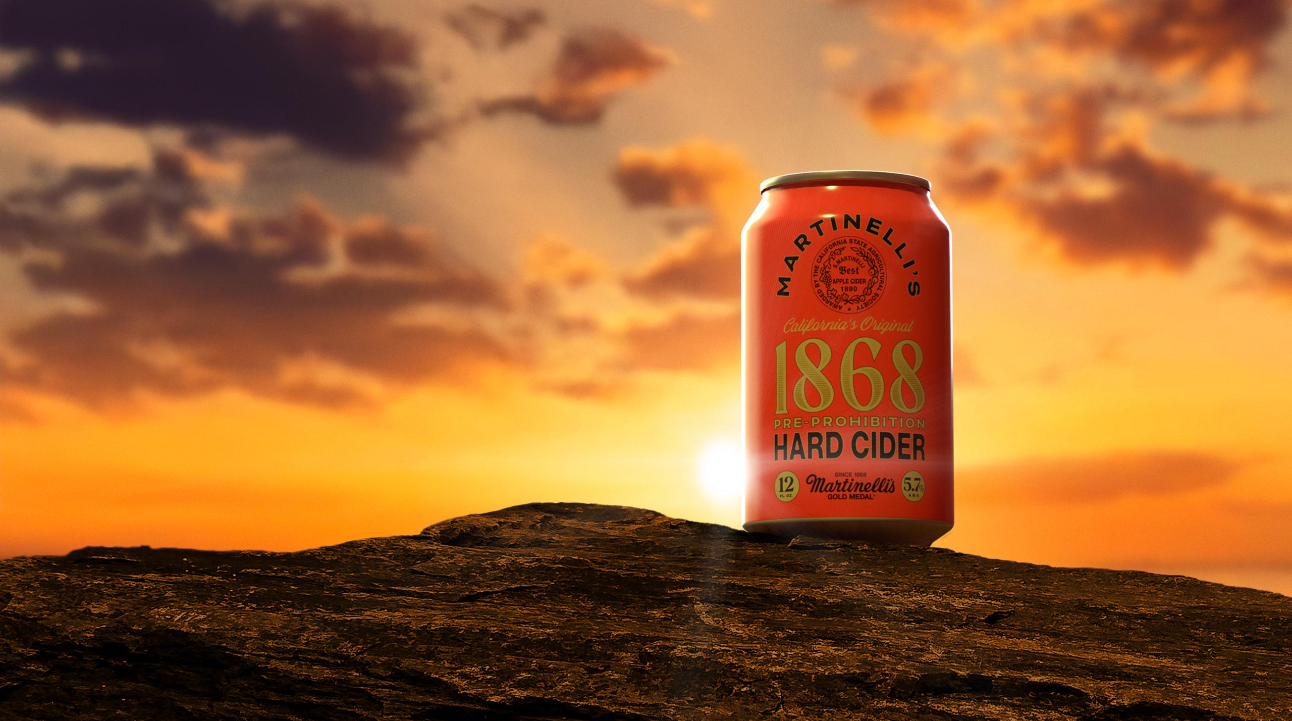 Martinelli's 1868 Hard Cider can with sunset